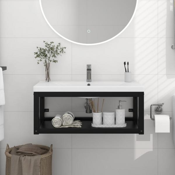 ARDEBO.de - Badezimmer Wand-Waschtischgestell Schwarz 79x38x31 cm Eisen