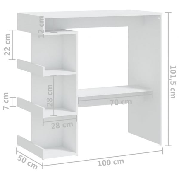 Bartisch mit Regal Weiß 100x50x101,5 cm Holzwerkstoff