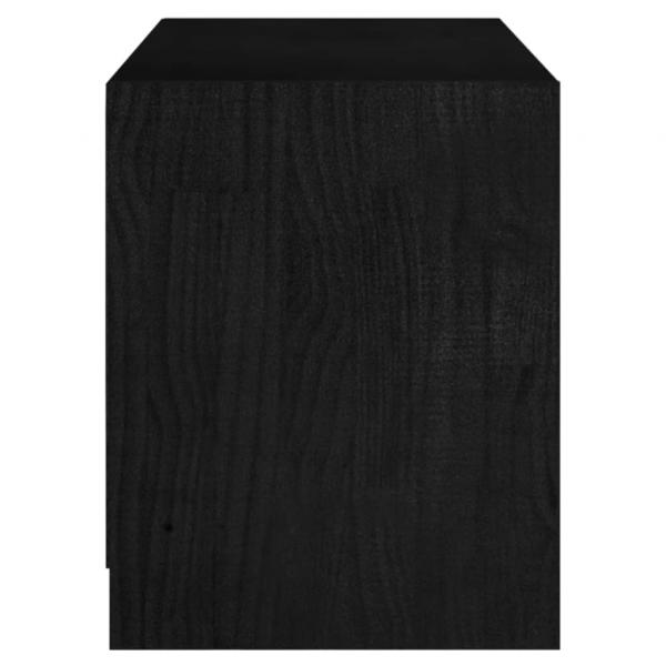 TV-Schrank Schwarz 104x33x41 cm Massivholz Kiefer