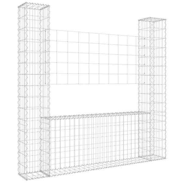 Gabionenkorb U-Form mit 2 Säulen Eisen 140x20x150 cm