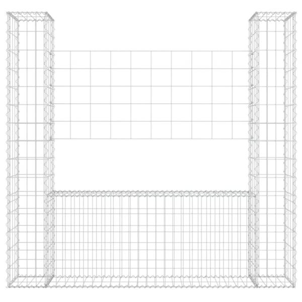 Gabionenkorb U-Form mit 2 Säulen Eisen 140x20x150 cm