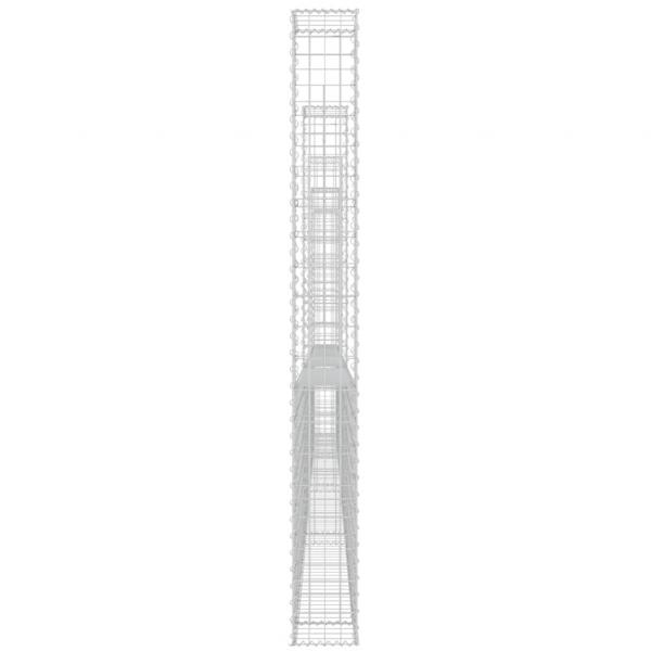 Gabionenkorb U-Form mit 6 Säulen Eisen 620x20x200 cm