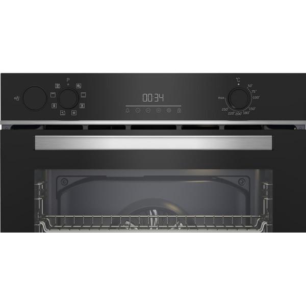 Beko BBIS13300X EEK: A Einbaubackofen, 60 cm breit, 72 L, SteamShine, Multidimensionales Backen, Teleskopauszug, edelstahl