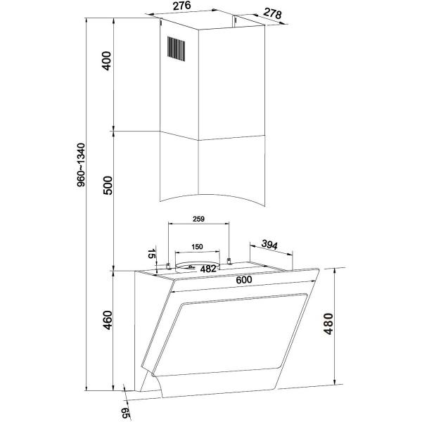 Amica KHF 664 100 S A+ Kopffreihaube, 60 cm breit, Abluft/Umluft, Nachlaufautomatik, SensorSlider, schwarz