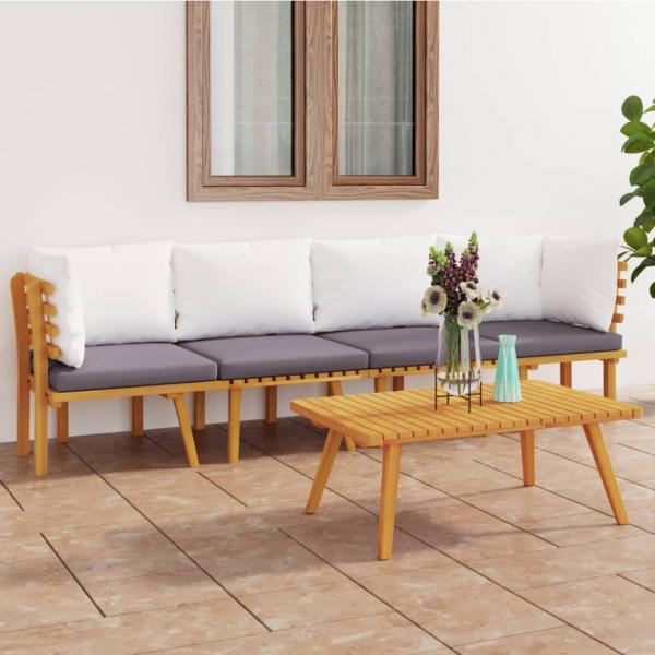 ARDEBO.de - 4-tlg. Garten-Lounge-Set mit Kissen Massivholz Akazie