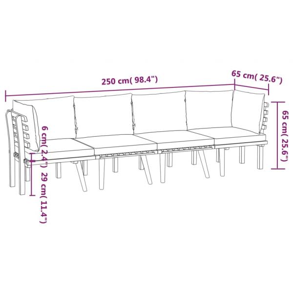 4-tlg. Garten-Lounge-Set mit Kissen Massivholz Akazie