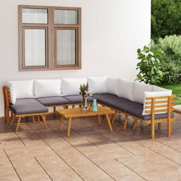 ARDEBO.de - 9-tlg. Garten-Lounge-Set mit Kissen Massivholz Akazie