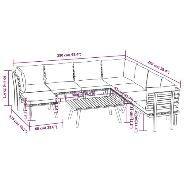 9-tlg. Garten-Lounge-Set mit Kissen Massivholz Akazie