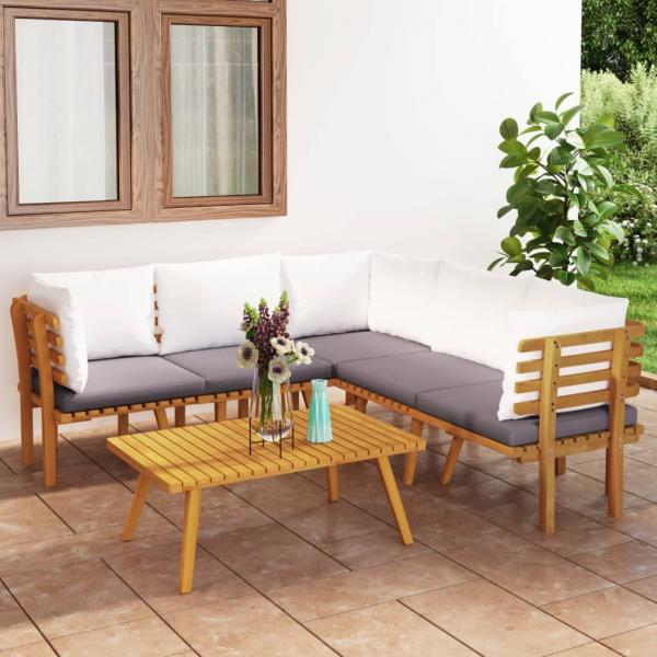 ARDEBO.de - 6-tlg. Garten-Lounge-Set mit Kissen Massivholz Akazie