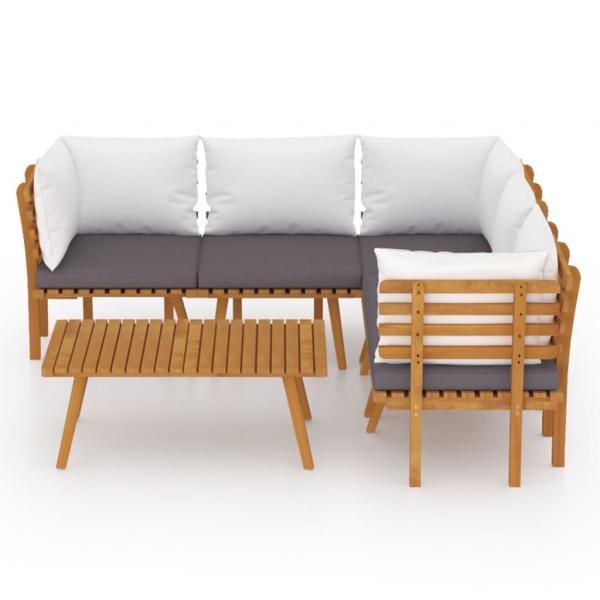 6-tlg. Garten-Lounge-Set mit Kissen Massivholz Akazie