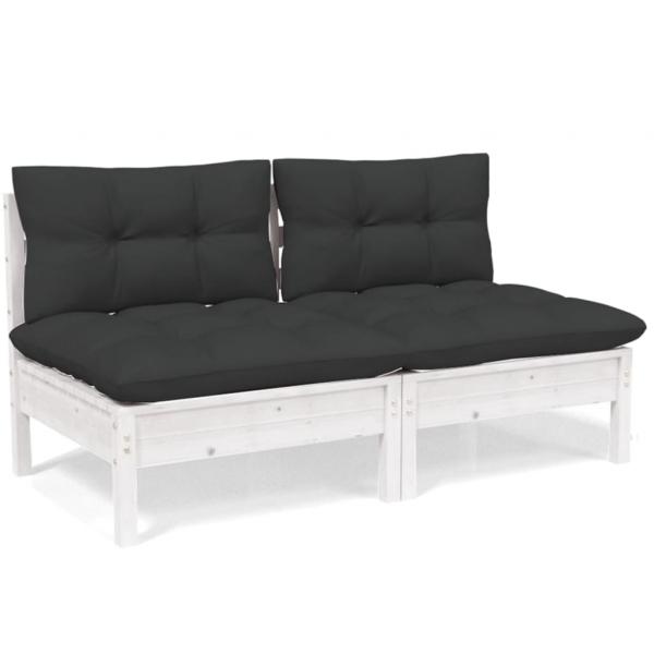 2-Sitzer-Gartensofa mit Anthrazit Kissen Massivholz Kiefer