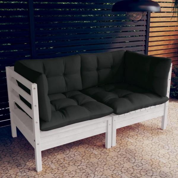 ARDEBO.de - 2-Sitzer-Gartensofa mit Anthrazit Kissen Massivholz Kiefer