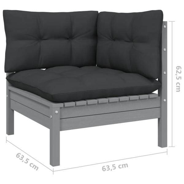 2-Sitzer-Gartensofa mit Anthrazit Kissen Massivholz Kiefer