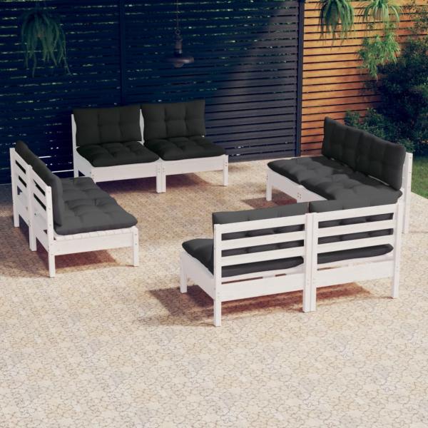 ARDEBO.de - 8-tlg. Garten-Lounge-Set mit Anthrazit Kissen Kiefernholz