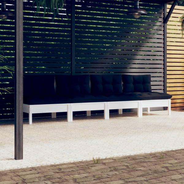 ARDEBO.de - 4-Sitzer-Gartensofa mit Anthrazit Kissen Massivholz Kiefer