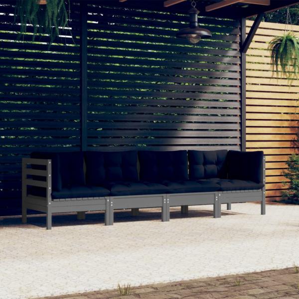 ARDEBO.de - 4-tlg. Garten-Lounge-Set mit Kissen Kiefer Massivholz