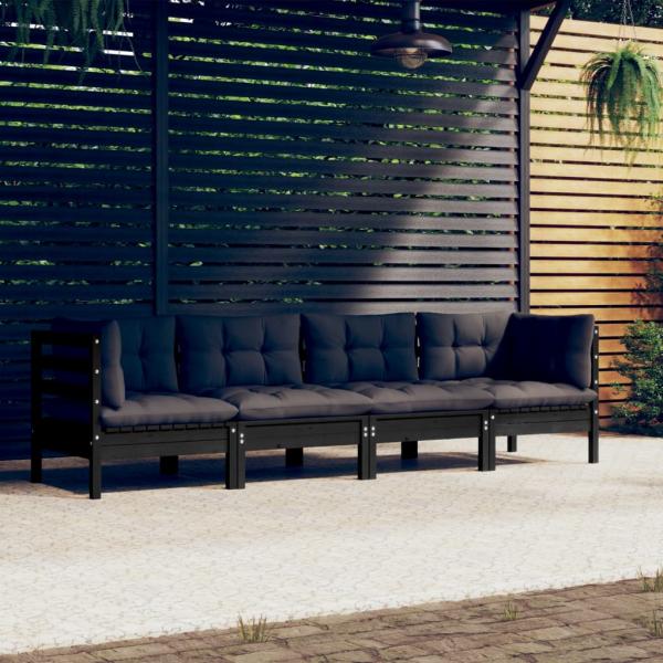 ARDEBO.de - 4-tlg. Garten-Lounge-Set mit Kissen Massivholz Kiefer