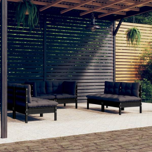 ARDEBO.de - 6-tlg. Garten-Lounge-Set mit Kissen Kiefer Massivholz