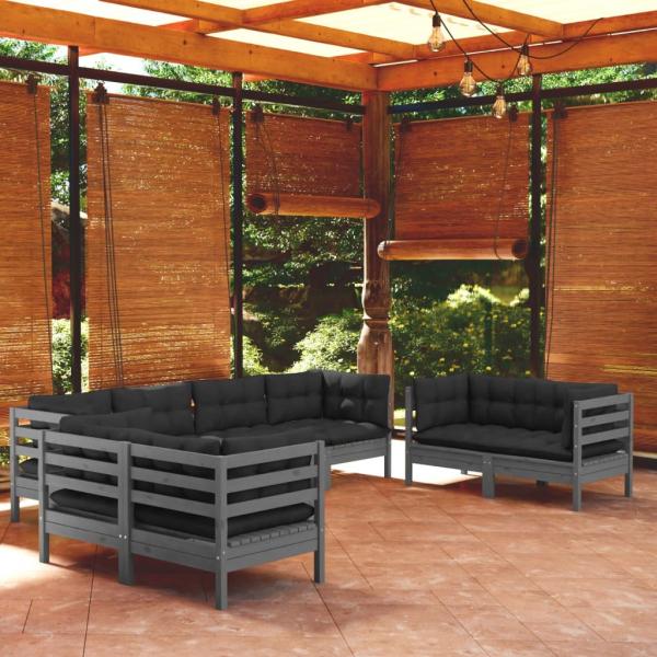 ARDEBO.de - 8-tlg. Garten-Lounge-Set mit Kissen Kiefer Massivholz