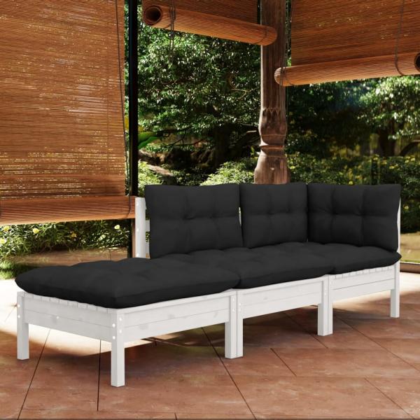 ARDEBO.de - 3-tlg. Garten-Lounge-Set mit Kissen Kiefer Massivholz