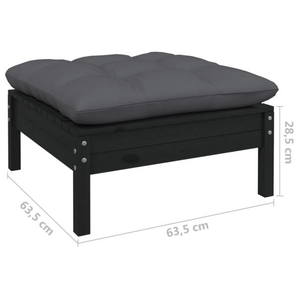 5-tlg. Garten-Lounge-Set mit Kissen Schwarz Kiefernholz