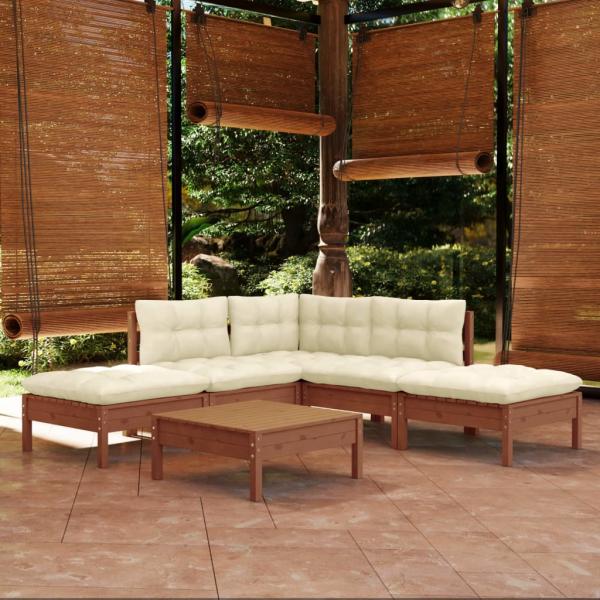 ARDEBO.de - 6-tlg. Garten-Lounge-Set mit Kissen Honigbraun Kiefernholz