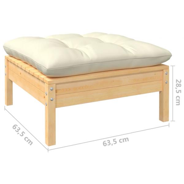 8-tlg. Garten-Lounge-Set mit Creme Kissen Massivholz Kiefer