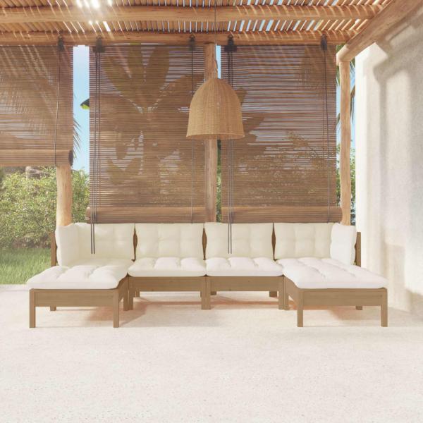 ARDEBO.de - 6-tlg. Garten-Lounge-Set mit Kissen Honigbraun Kiefernholz