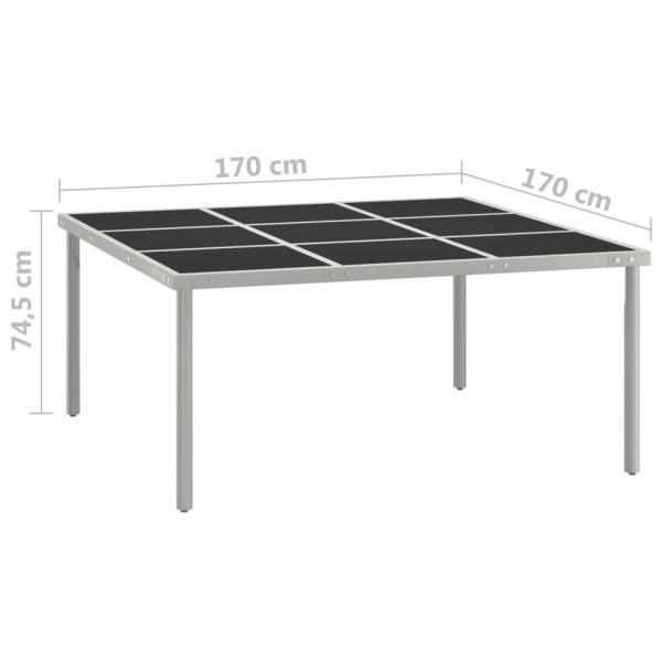 Garten-Esstisch 170x170x74,5 cm Glas und Stahl