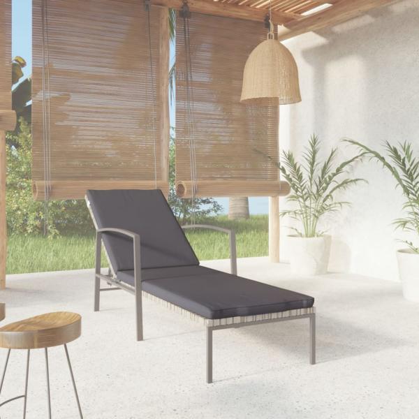 ARDEBO.de - Sonnenliege mit Auflage Poly Rattan Grau