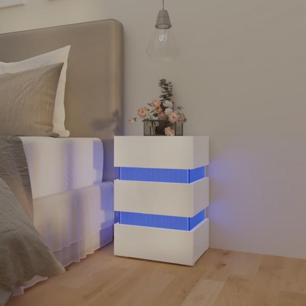 LED-Nachttisch Hochglanz-Weiß 45x35x67 cm Holzwerkstoff