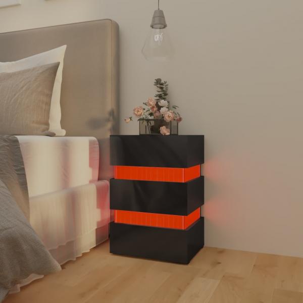 LED-Nachttisch Hochglanz-Schwarz 45x35x67 cm Holzwerkstoff