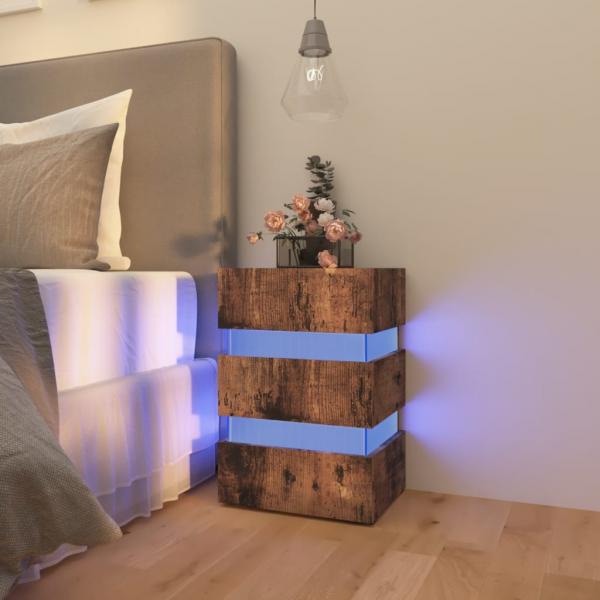 ARDEBO.de - LED-Nachttisch Räuchereiche 45x35x67 cm Holzwerkstoff