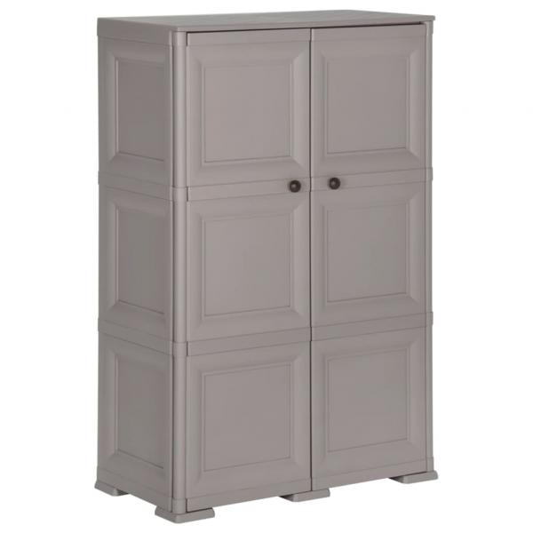 ARDEBO.de - Kunststoffschrank 79x43x125 cm Holzdesign Grau