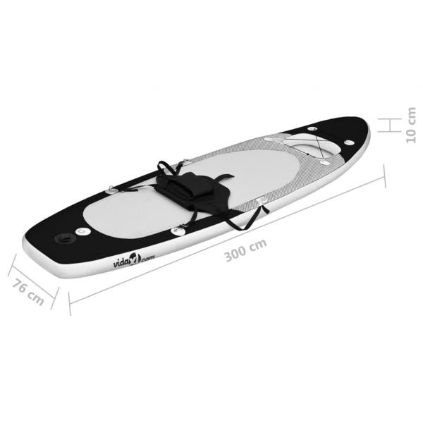 SUP-Board-Set Aufblasbar Schwarz 300x76x10 cm