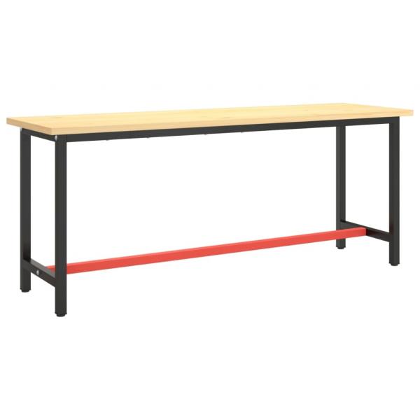 Werkbankgestell Mattschwarz und Mattrot 190x50x79 cm Metall