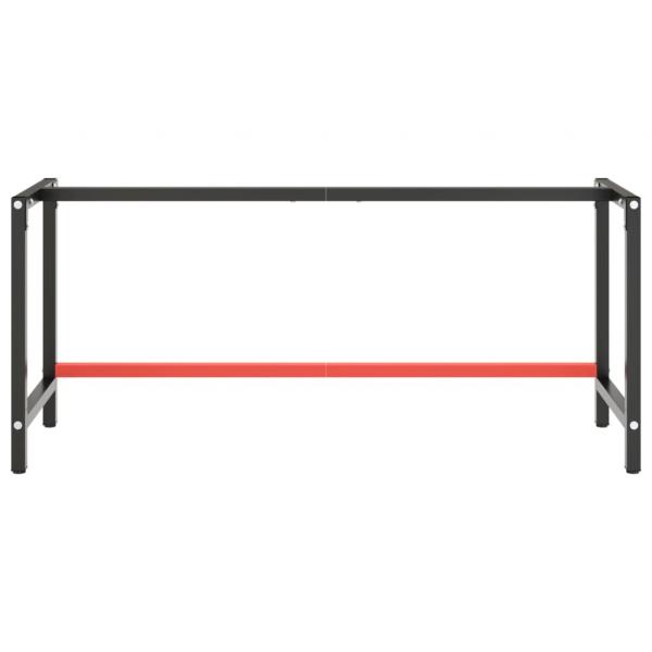 Werkbankgestell Mattschwarz und Mattrot 180x57x79 cm Metall