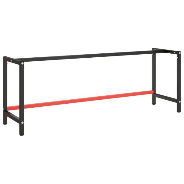 ARDEBO.de - Werkbankgestell Mattschwarz und Mattrot 220x57x79 cm Metall