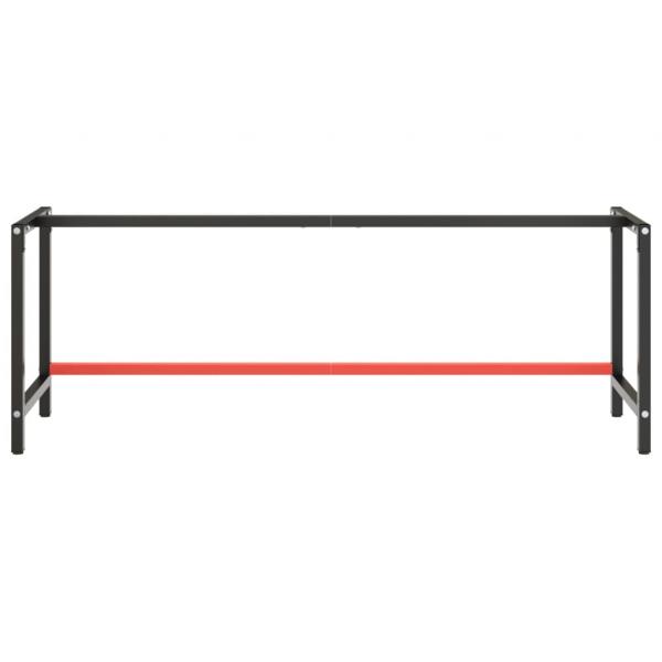 Werkbankgestell Mattschwarz und Mattrot 220x57x79 cm Metall