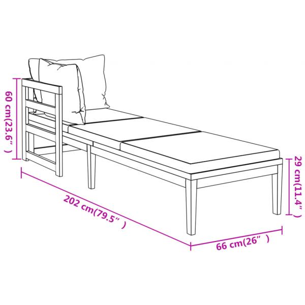 3-tlg. Garten-Lounge-Set mit Cremeweißen Kissen Massivholz Akazie