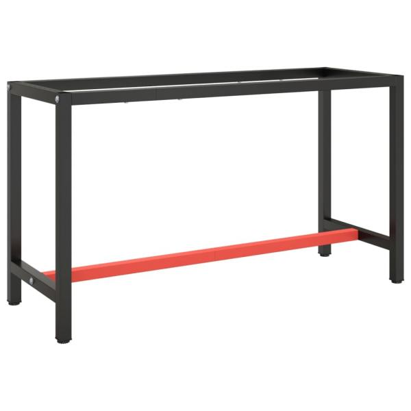 ARDEBO.de - Werkbankgestell Mattschwarz und Mattrot 140x50x79 cm Metall