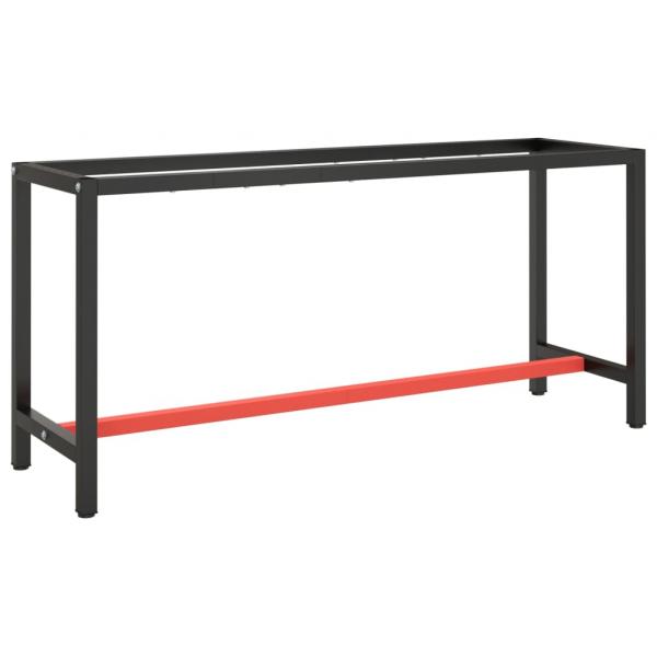 ARDEBO.de - Werkbankgestell Mattschwarz und Mattrot 170x50x79 cm Metall