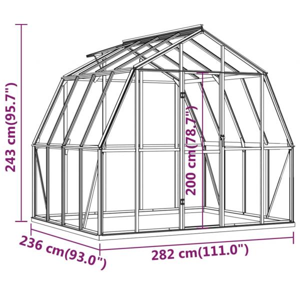 Gewächshaus mit Fundamentrahmen Anthrazit 6,43 m² Aluminimum