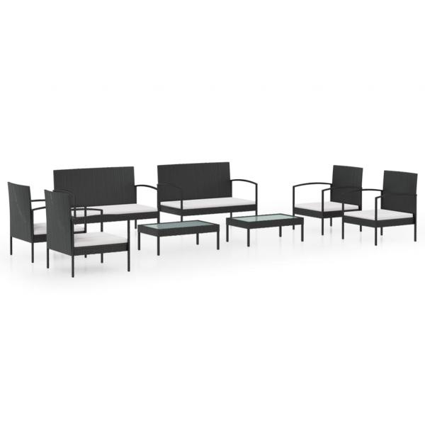 8-tlg. Garten-Lounge-Set mit Auflagen Poly Rattan Schwarz