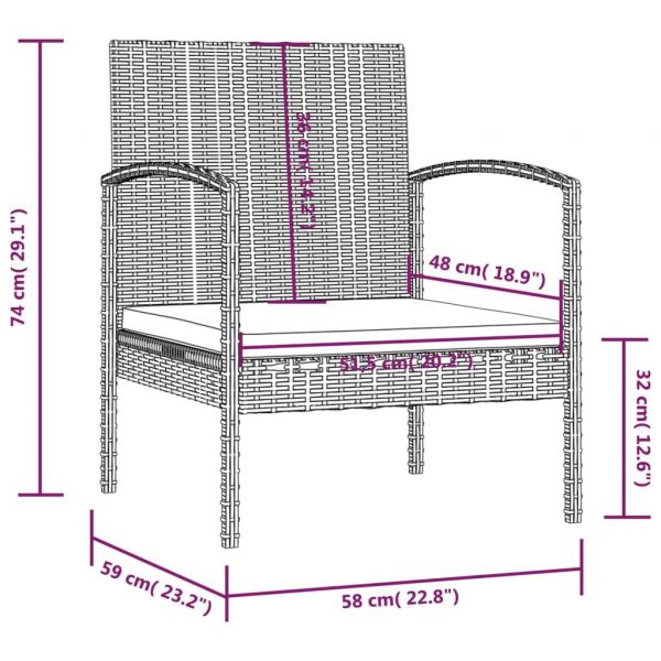 8-tlg. Garten-Lounge-Set mit Auflagen Poly Rattan Schwarz