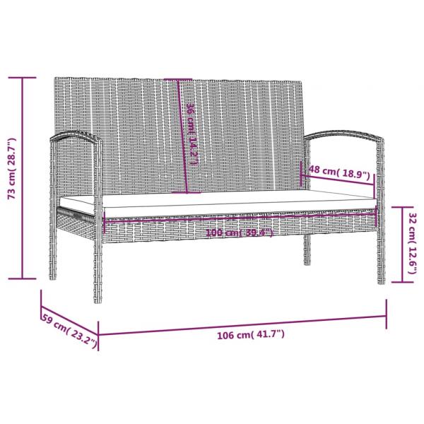 8-tlg. Garten-Lounge-Set mit Auflagen Poly Rattan Braun