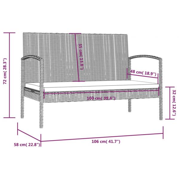 16-tlg. Garten-Lounge-Set mit Auflagen Poly Rattan Grau