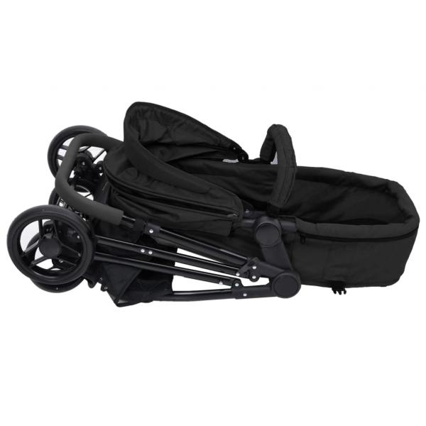 3-in-1 Kinderwagen Anthrazit und Schwarz Stahl