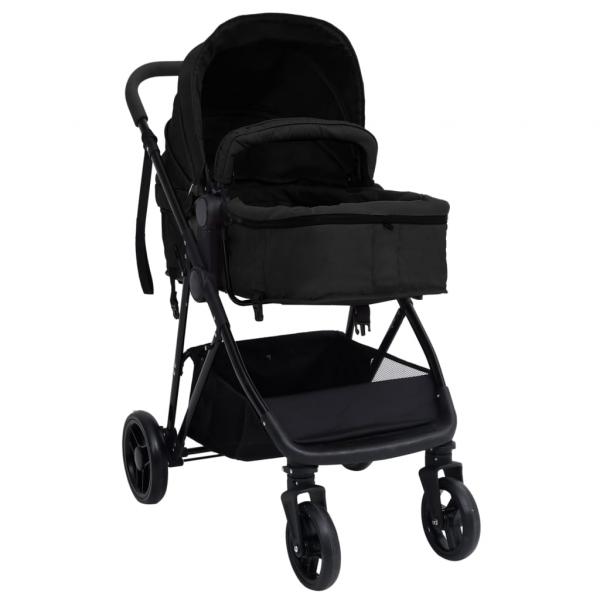 3-in-1 Kinderwagen Anthrazit und Schwarz Stahl