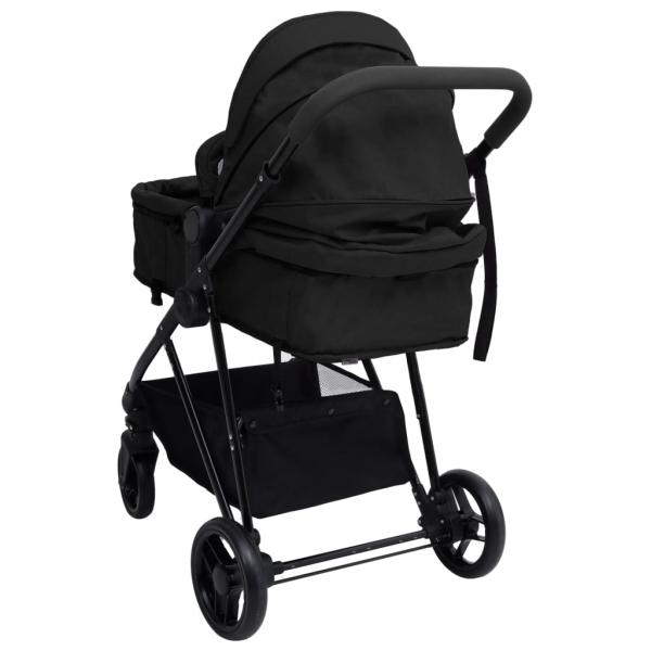 3-in-1 Kinderwagen Anthrazit und Schwarz Stahl